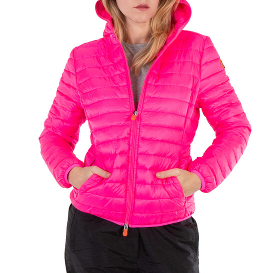 Save The Duck Fluo Pink Kyla Hooded Puffer Jacket, Brand Size (M - Main Image