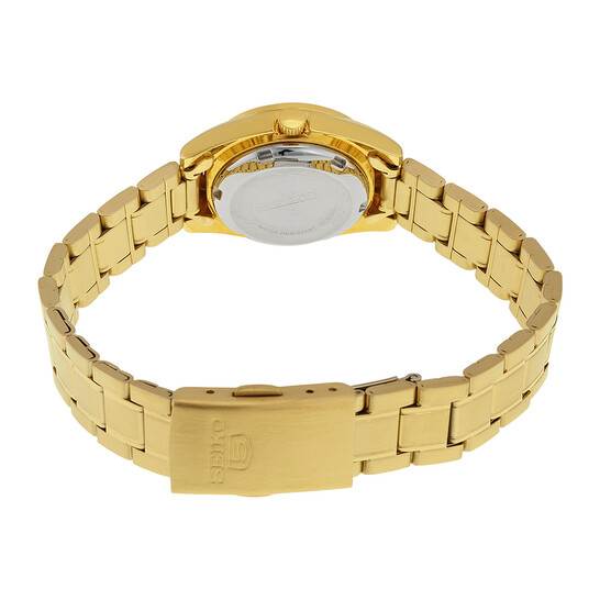 Seiko 5 Automatic Black Dial Gold-tone Ladies Watch SYMK22