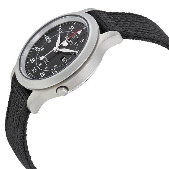 Seiko Black Dial Black Canvas Automatic Men's Watch SNK809