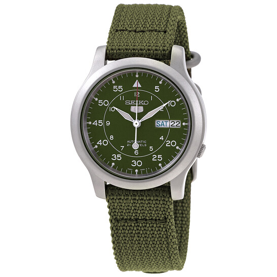 Seiko Green Dial Green Canvas Men's Watch SNK805