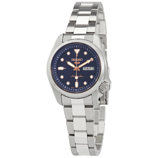 【動作良好！】SEIKO 5 自動巻き レディース腕時計 濃紺 ネイビーブルー！ 可愛いくて、毎日使いたくなる機械式腕時計。セイコー5スポーツ