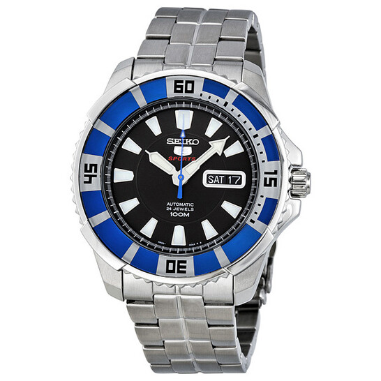 SEIKO 5 SPORTS 自動巻き時計 SRP203K1 Seiko 5 Sports Automatic Divers Blue Ion-plated Bezel Men's