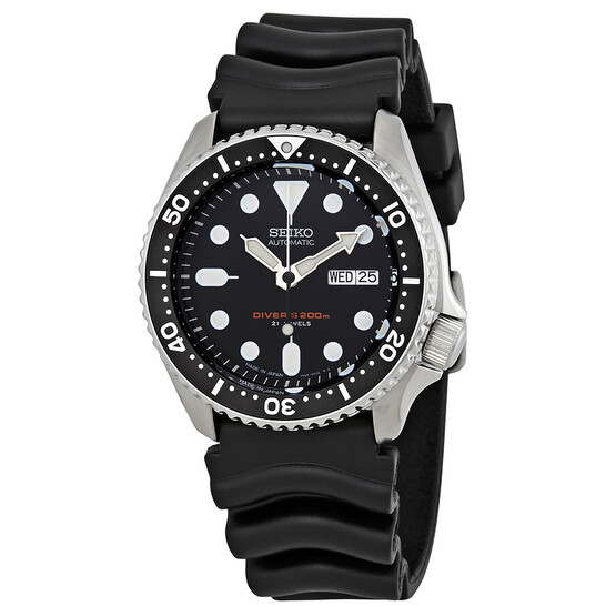 Seiko Automatic Black Dial Black Rubber Men's Watch SKX007J1