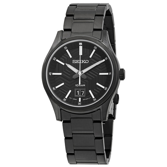 Seiko Big Date Quartz Black Dial Men's Watch SUR515P1