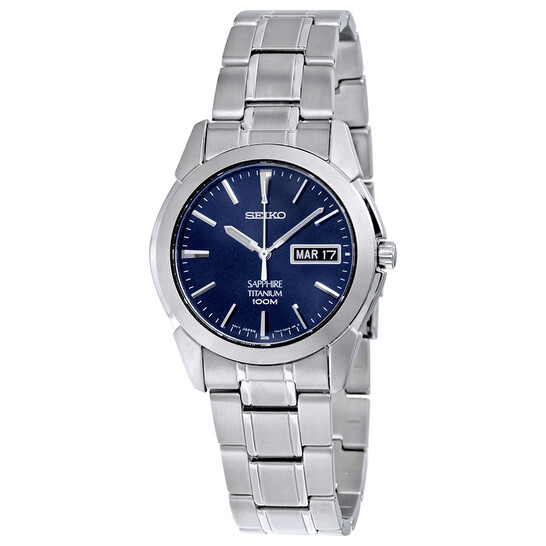 Seiko Blue Dial Titanium Men's Watch SGG729 093179005204 - Watches