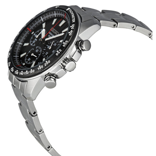 Seiko Chronograph Black Dial Stainless Steel Men's Watch