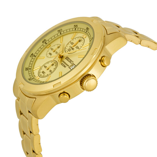 Seiko Chronograph Gold Dial Gold-tone Men's Watch SKS426