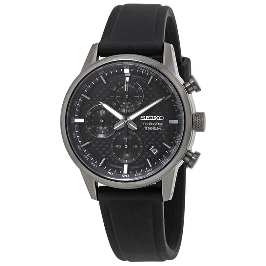 Seiko Chronograph Quartz Black Dial Black Titanium Men's Watch