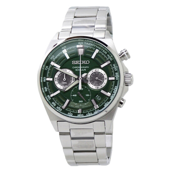 Seiko Chronograph Quartz Green Dial Stainless Steel Men's