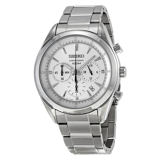 Seiko Chronograph Silver Dial Stainless Steel Men's Watch