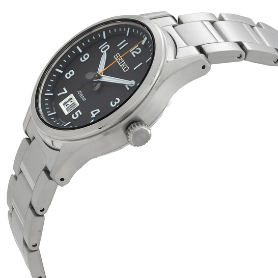 Seiko Analoog kwartshorloge voor heren, met roestvrij stalen armband SUR569P1, zilver/zwart, Classic