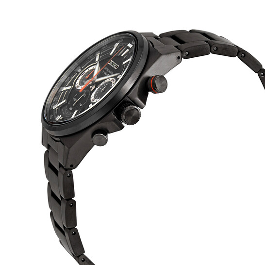SEIKO クロノグラフ ブラックウォッチ Seiko Essentials Chronograph Quartz Black Dial Men's Watch