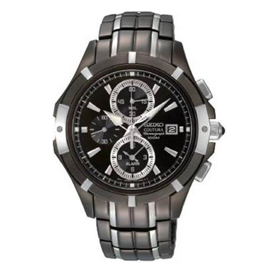 時計 SEIKO SNAE57 Seiko Coutura Black Dial Chronograph Two Tone Stainless