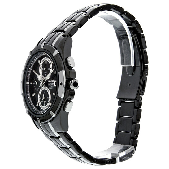 時計 SEIKO SNAE57 Seiko Coutura Black Dial Chronograph Two Tone Stainless