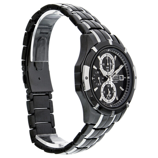時計 SEIKO SNAE57 Seiko Coutura Black Dial Chronograph Two Tone Stainless