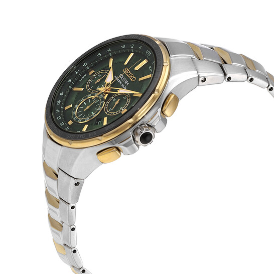 Seiko Coutura Perpetual World Time Chronograph Green Dial Men's Watch  SSG022P9