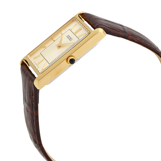 SEIKO SWR064 メンズ スクエア クオーツ Seiko Essentials Quartz Light Champagne Dial Men's Watch
