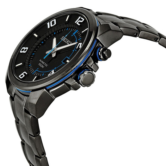 美品 レア セイコー Seiko Kinetic Watch SKA555 Seiko Kinetic Black Dial Stainless Steel Men's Watch SKA555