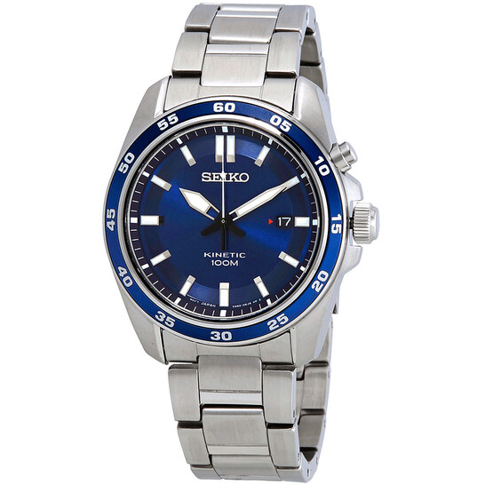 Seiko Kinetic Blue Dial Stainless Steel Men's Watch SKA783