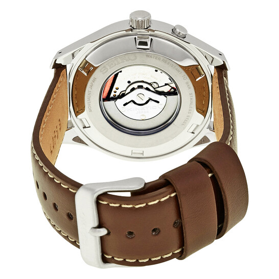 Seiko Kinetic Cream Enamel Dial Brown Leather Men's Watch