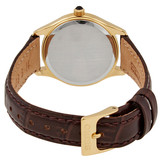 Seiko Quartz White Dial Brown Leather Ladies Watch SWR072P1