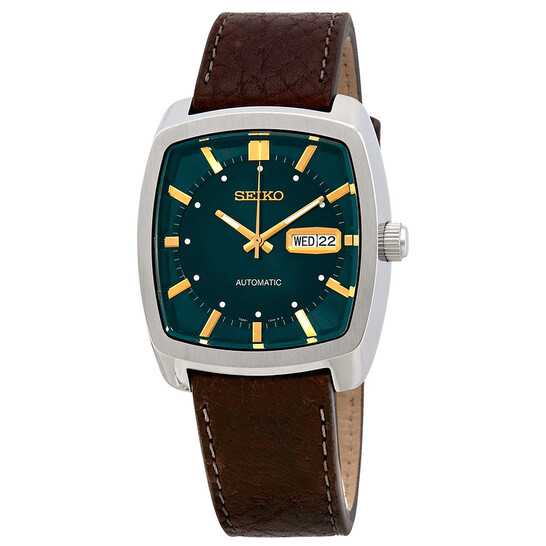 Seiko Recraft Automatic Green Dial Brown Leather Men's Watch