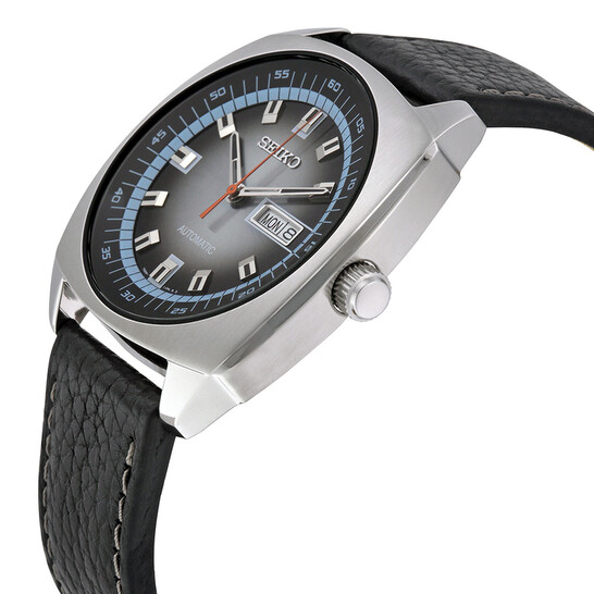 Seiko Recraft Automatic Grey Dial Black Leather Men's Watch