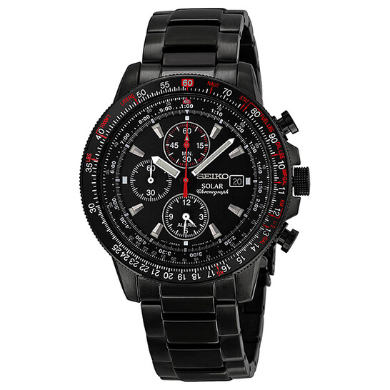 Seiko Solar Chronograph All Black Men's Watch SSC145