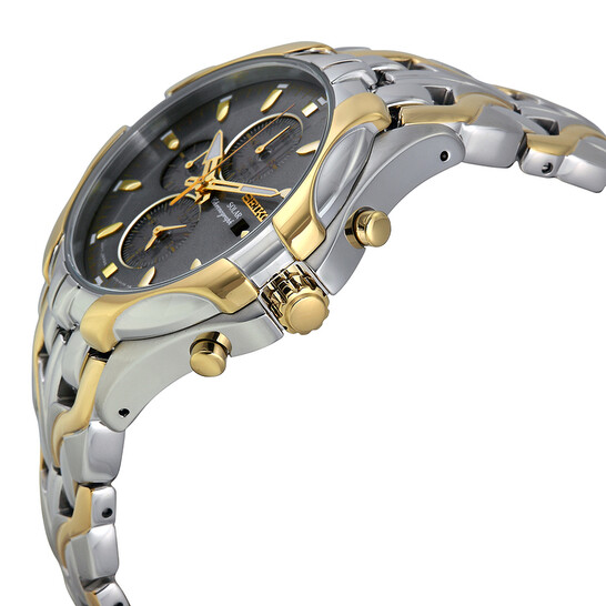 Seiko Solar Chronograph Grey Dial Two-tone Men's Watch SSC138