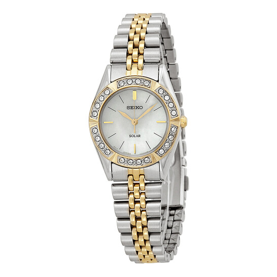 Seiko Solar Mother of Pearl Dial Two-tone Stainless Steel