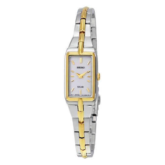 Seiko Solar Quartz White Dial Two-Tone Ladies Watch SUP272  display picture 3