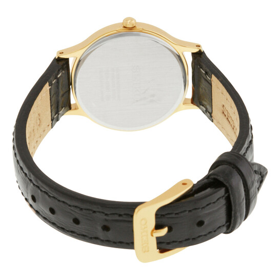 Seiko Solar White Dial Black Leather Ladies Watch SUP304