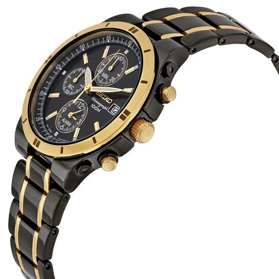 【美品】SEIKO クロノグラフ SNAA30 ブラック/ゴールド Seiko Core Two-Tone TiCN-Plated Steel Men's Watch SNAA30