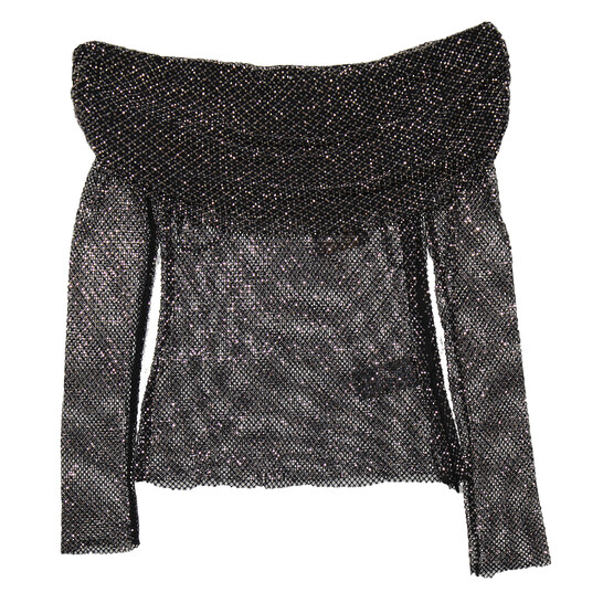 Self Portrait Rhinestone Embellished Off-Shoulder Top, Brand Self Portrait Rhinestone Embellished Off-Shoulder Top, Brand