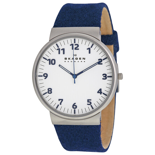 Skagen Ancher White Dial Blue Cloth Men's Watch SKW6098