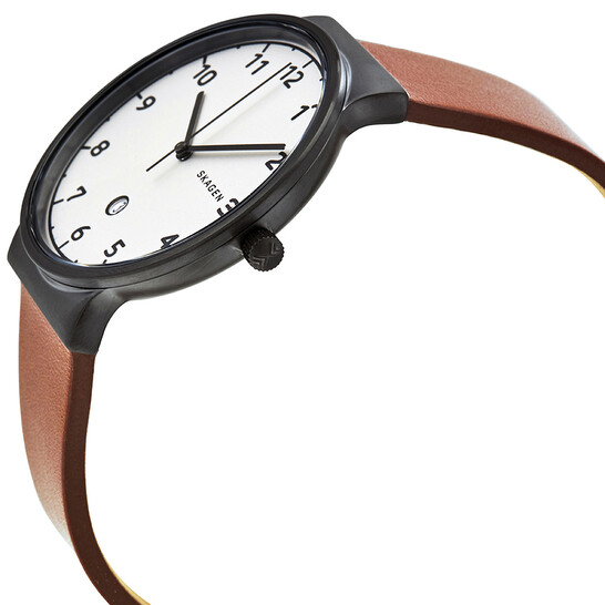 Skagen Ancher White Dial Men's Leather Watch SKW6297