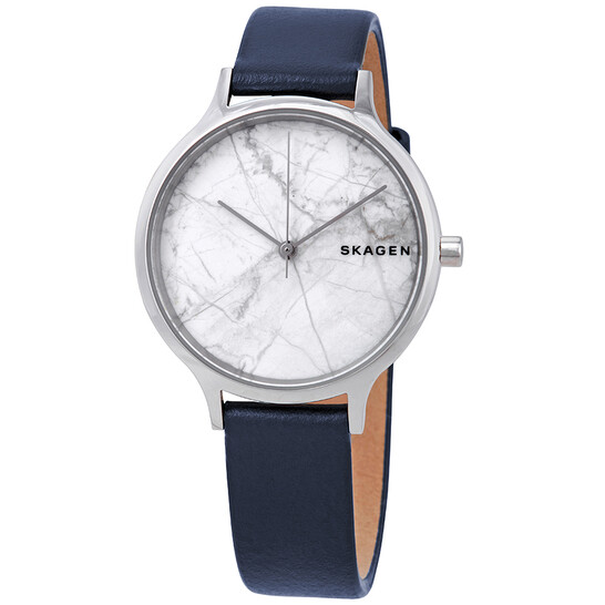 Skagen Anita White Dial Blue leather Ladies Watch SKW2719