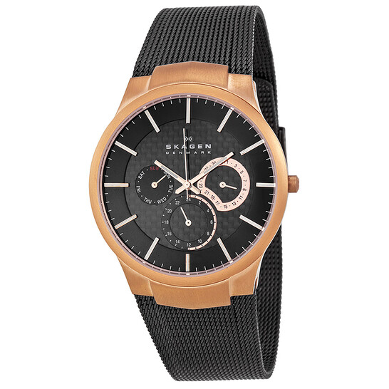 Skagen Rose Gold-plated and Black Mesh Titanium Men's Watch 809XLTRB