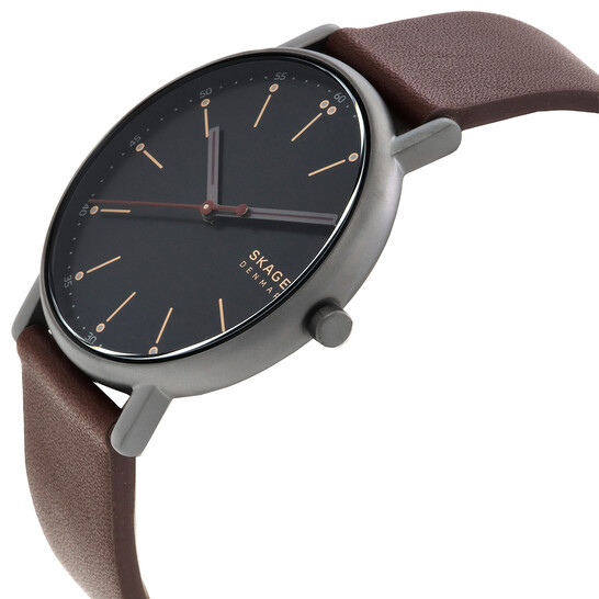 Skagen Men Beautiful men\'s black Skagen leather watch display picture 1