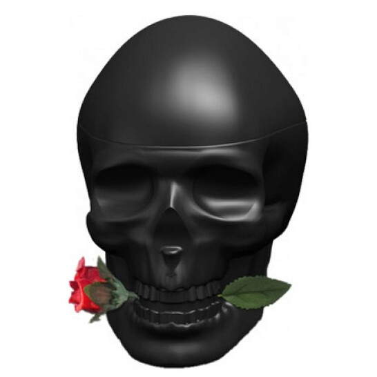 Ed Hardy SKULL & ROSE FLOWER CUSTOM リング Skull & Rose Flower Embossed Lozenge Biker Ring - Silver