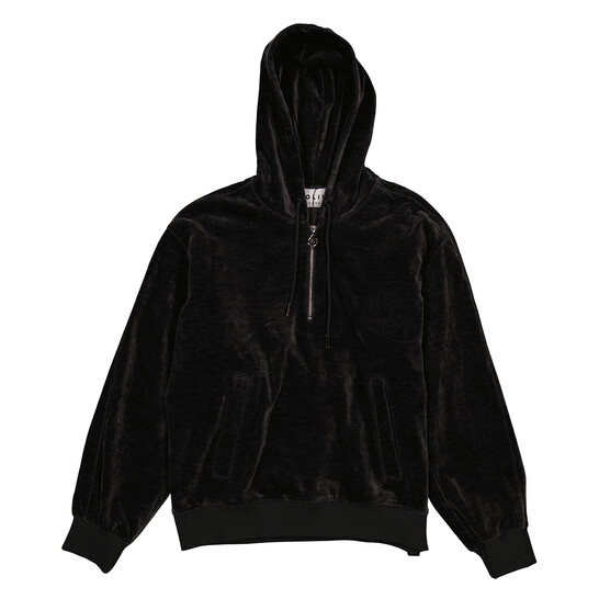 Solid Homme Grey Half-Zip Velour Hoodie, Brand Size 44 (US