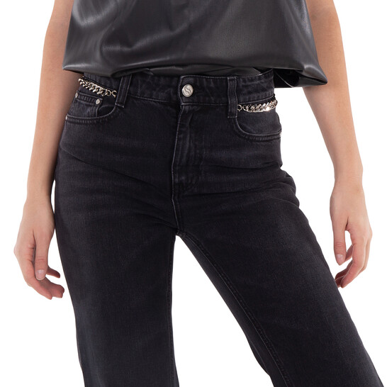 Stella McCartney Black Falabella Cotton Denim Flared Leg Stella McCartney Black Falabella Cotton Denim Flared Leg