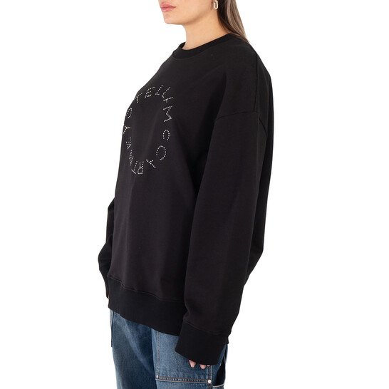 Stella McCartney Black Rhinestone Logo Sweatshirt, Size XX-Small