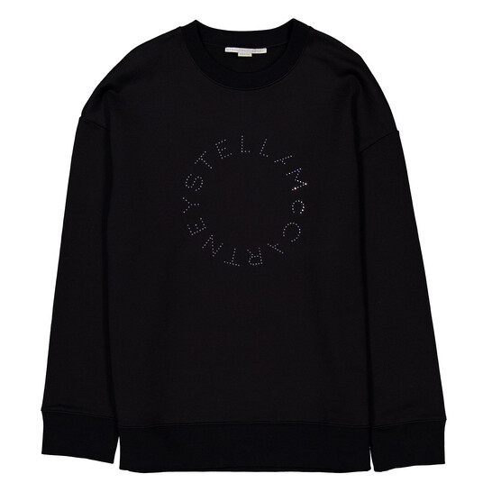 Stella McCartney Black Rhinestone Logo Sweatshirt, Size XX-Small