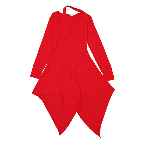 Stella McCartney Ladies Red Asymmetric-Seam Cut-Out Dress