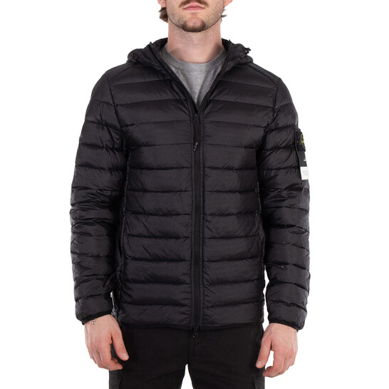 HOODED LIGHT DOWN ブラック M Hooded down jacket in shiny laminated nylon - black - Yves