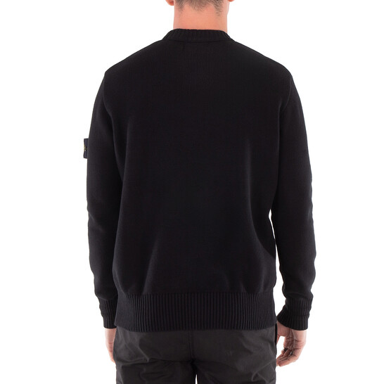 Stone Island Men's Black Loose Fit Crewneck Sweater, Size