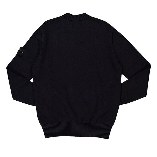 Stone Island Men's Black Loose Fit Crewneck Sweater, Size Medium