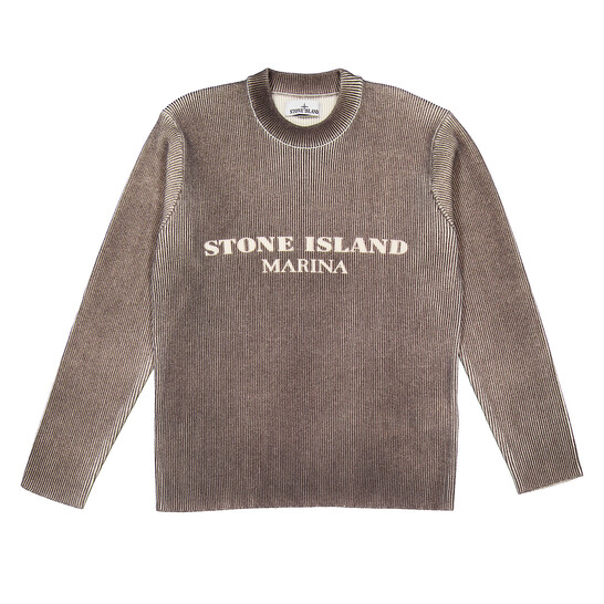 Stone Island Men's Walnut Marina Printed Wool Blend Sweater, Size