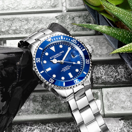 Stuhrling Original Aquadiver Automatic Blue Dial Men's Watch M13544 - 546x546 Image #3